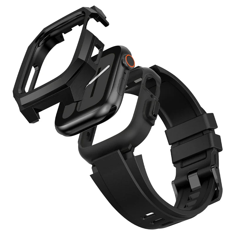 Stainless Steel Case With Rubber Band for Apple Watch.