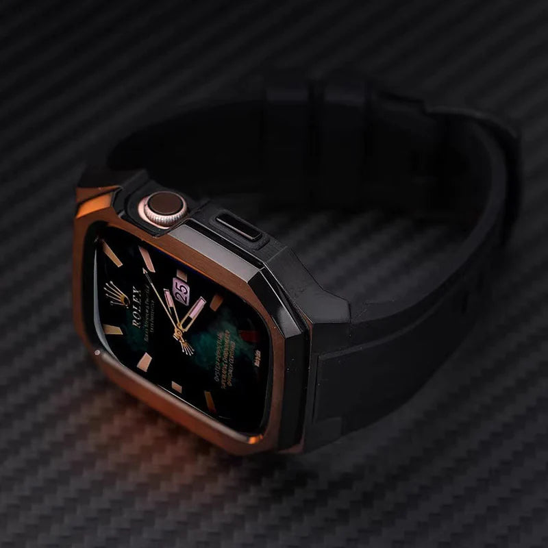 Stainless Steel Case With Rubber Band for Apple Watch.