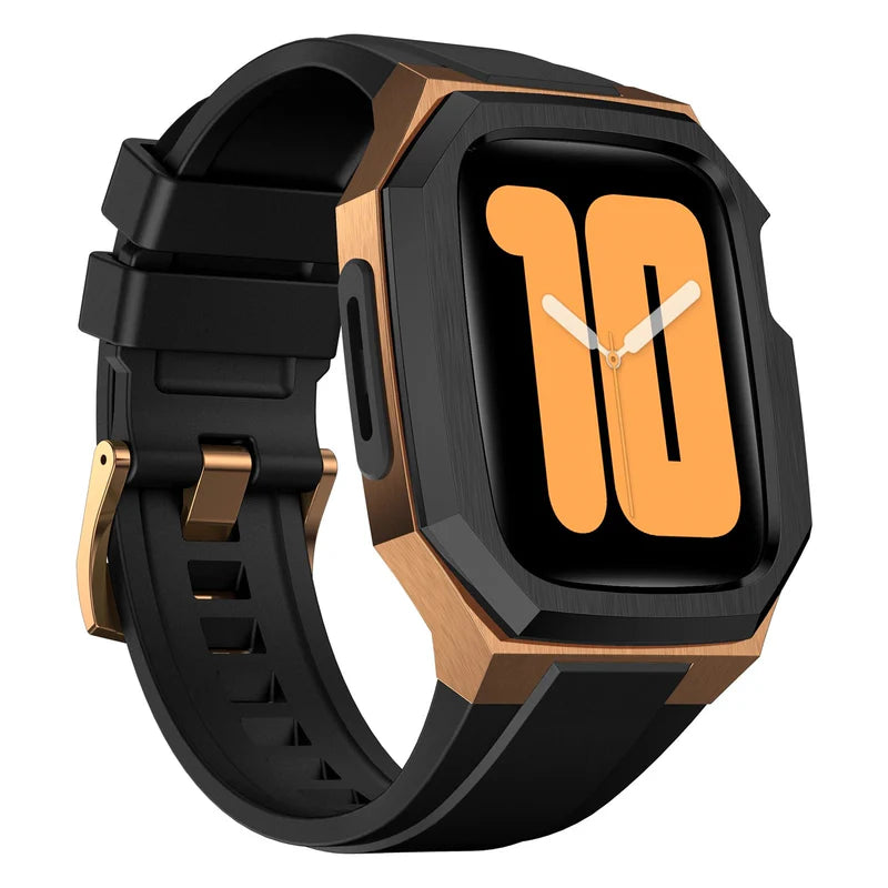 Stainless Steel Case With Rubber Band for Apple Watch.