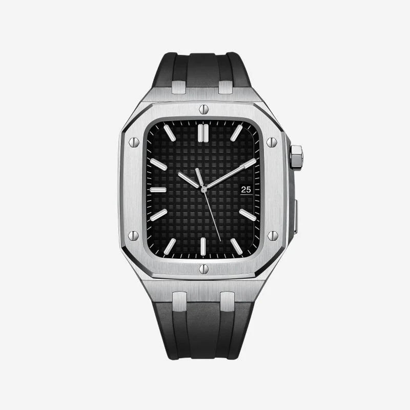 AP9006 Silicone Band Stainless Steel Case Retrofit Kit For Apple Watch.