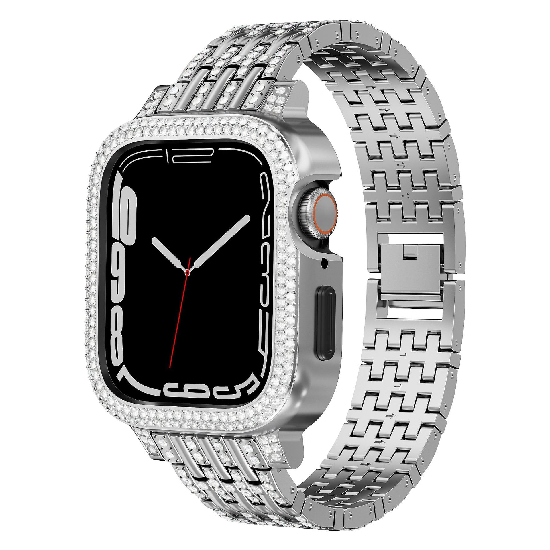 Bling Diamond Case with Sparkle Band for Apple Watch Series 9/8/7 (41mm/45mm).