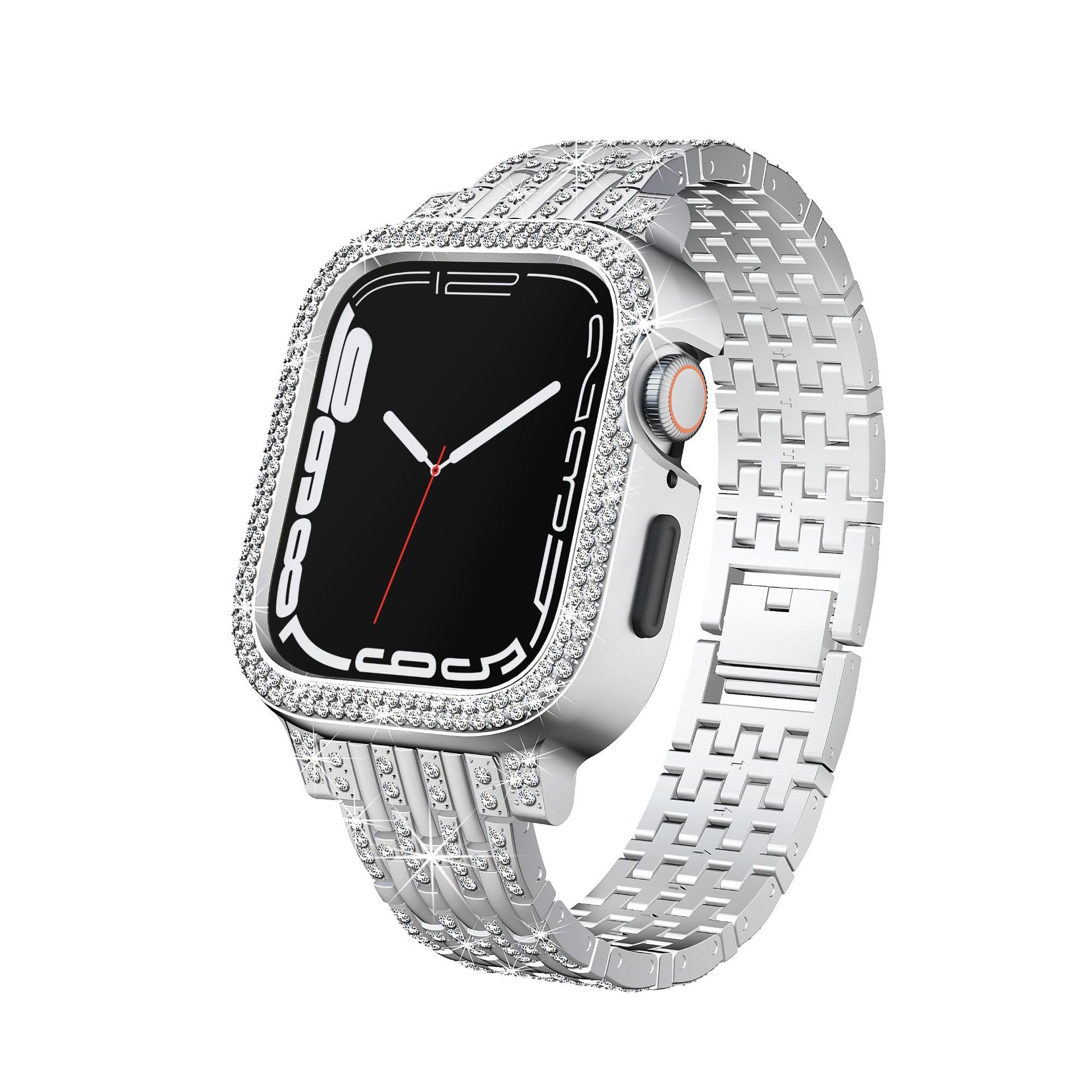 Bling Diamond Case with Sparkle Band for Apple Watch Series 9/8/7 (41mm/45mm).