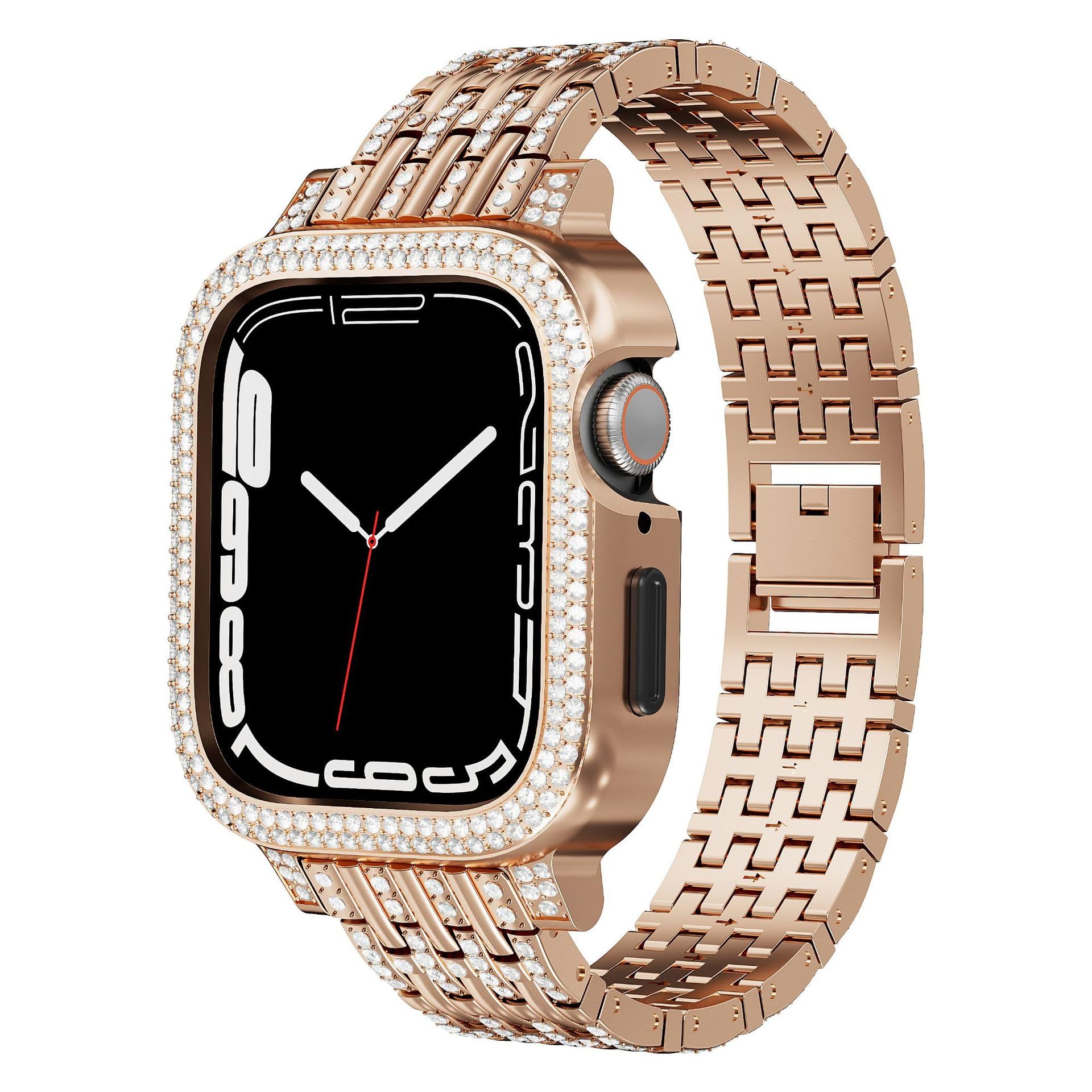 Bling Diamond Case with Sparkle Band for Apple Watch Series 9/8/7 (41mm/45mm).