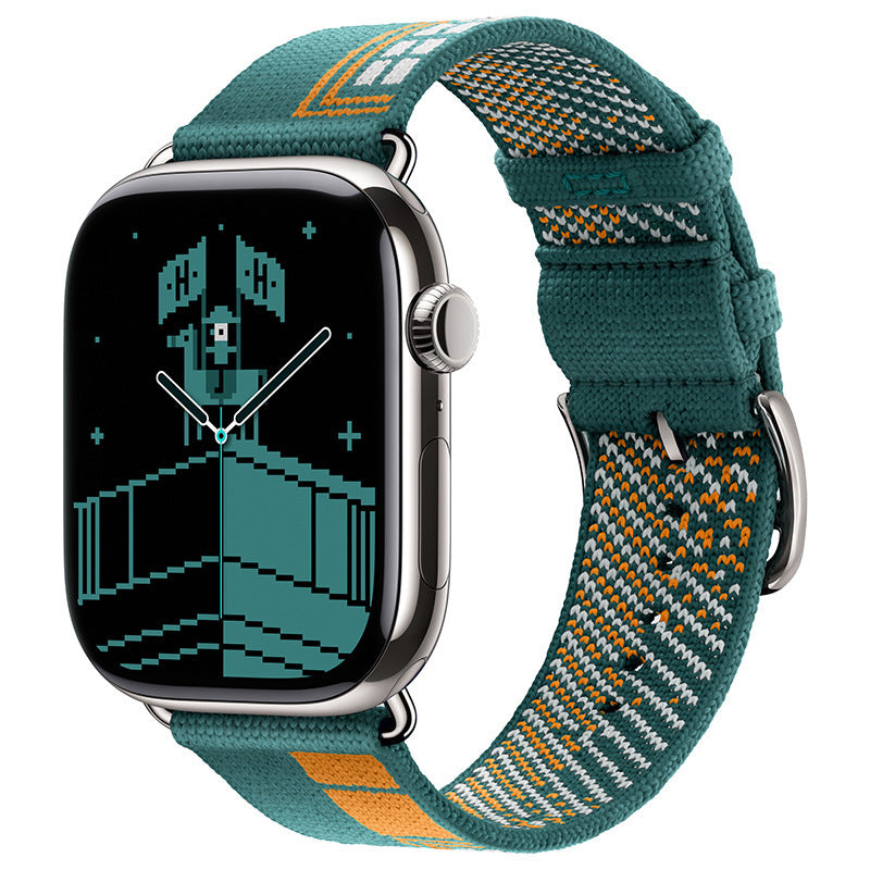 Classic Woven Nylon Band with Retro Check Pattern for Apple Watch