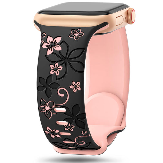 Floral Engraved Band for Apple Watch.