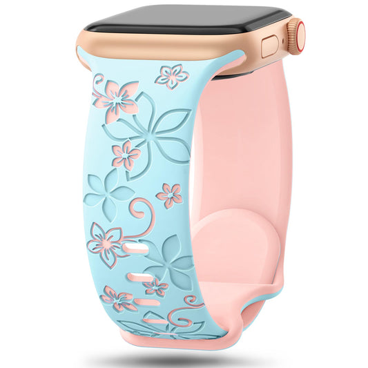 Floral Engraved Band for Apple Watch.