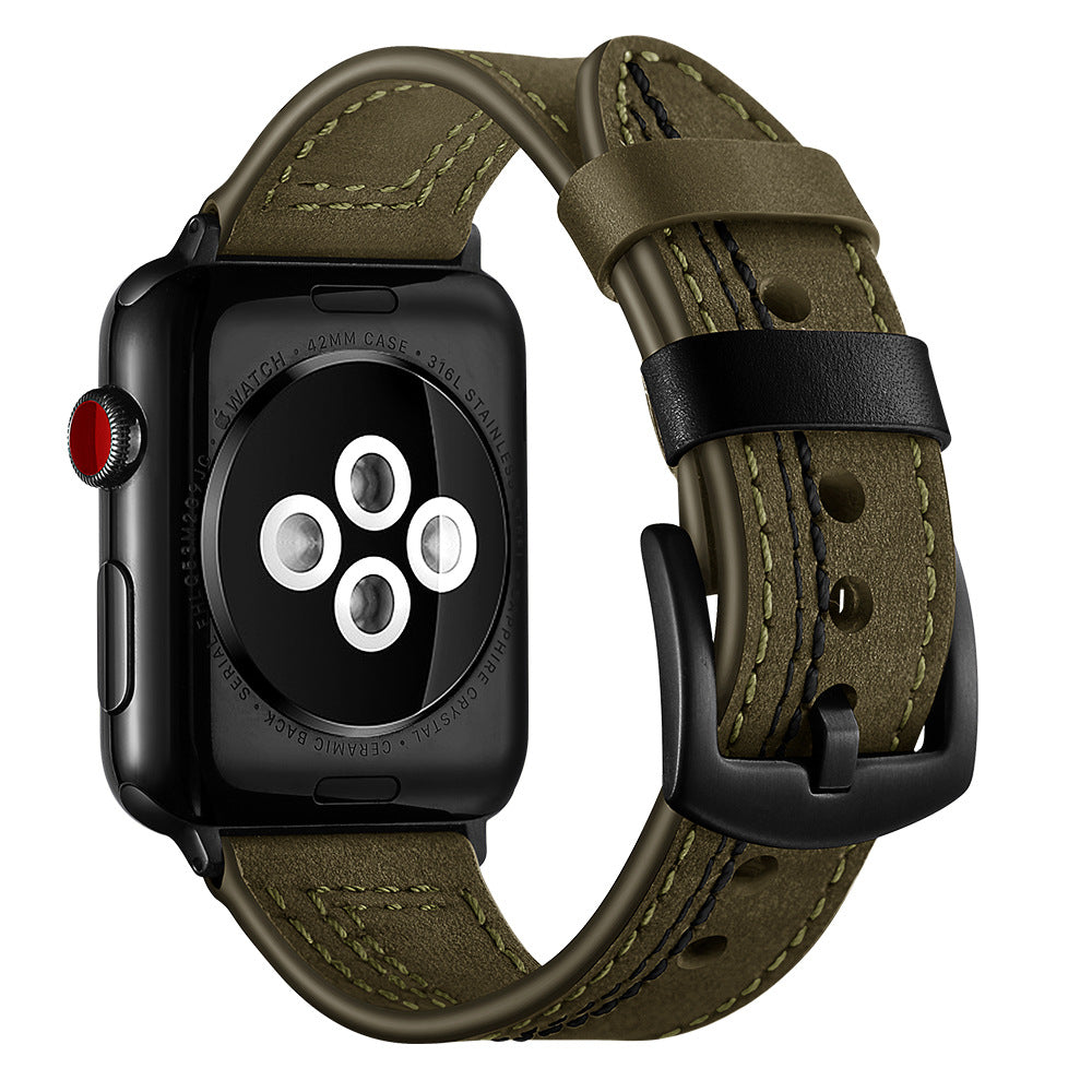 Genuine Leather Contrast Stitch Band for Apple Watch