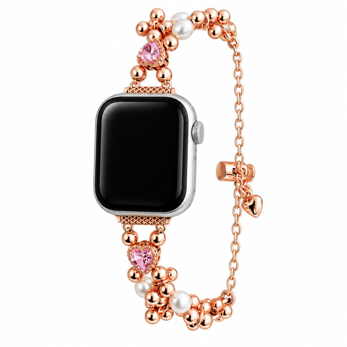 Heart Crystal Pearl Charm Bracelet Band for Apple Watch