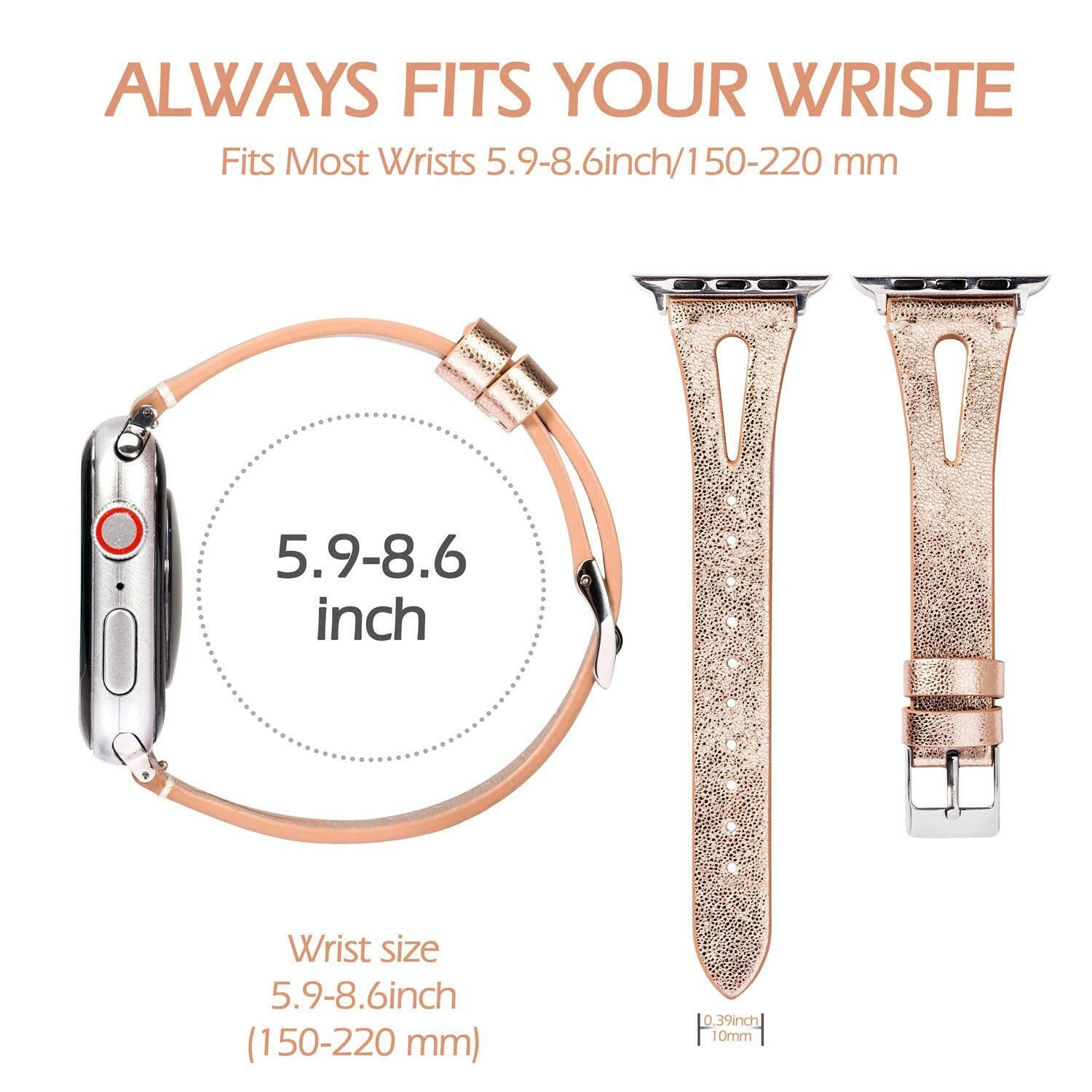 Leather Cutout Band for Women Compatible with Apple Watch.