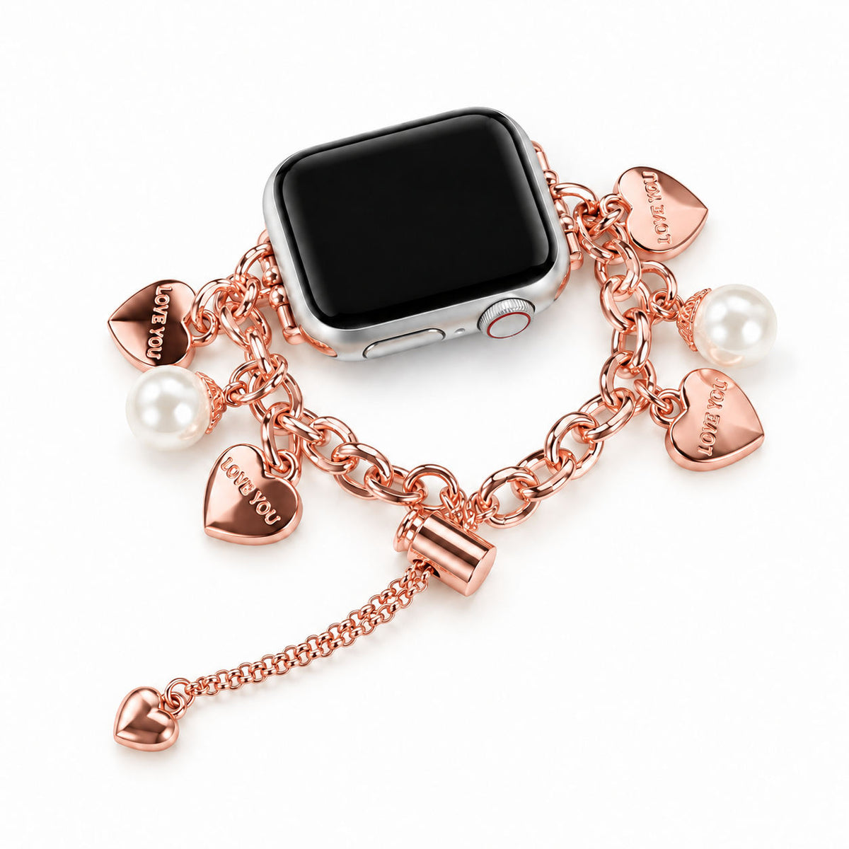 Love You Pearl Charm Chain Bracelet Band for Apple Watch