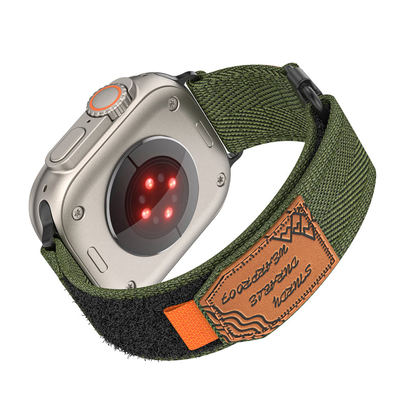 Nylon Band for Apple Watch with Leather Patch