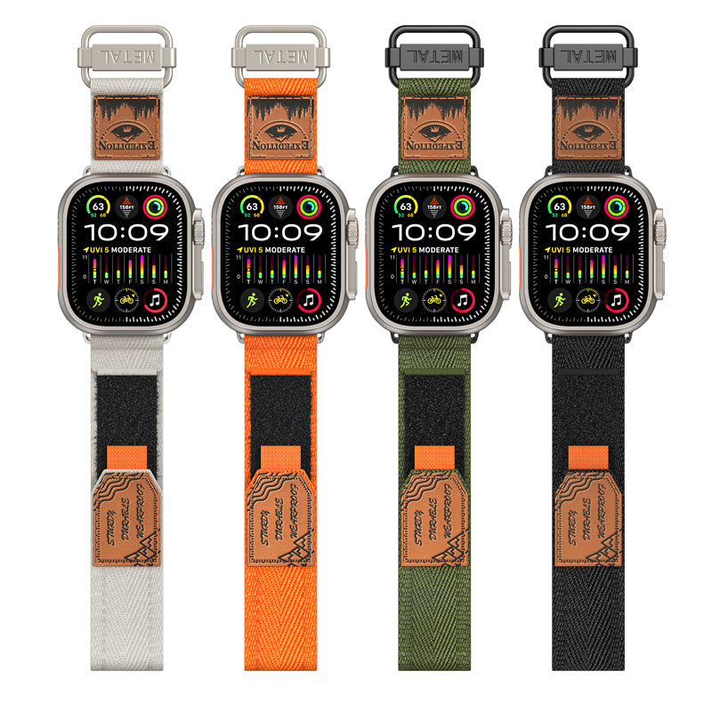 Nylon Band for Apple Watch with Leather Patch