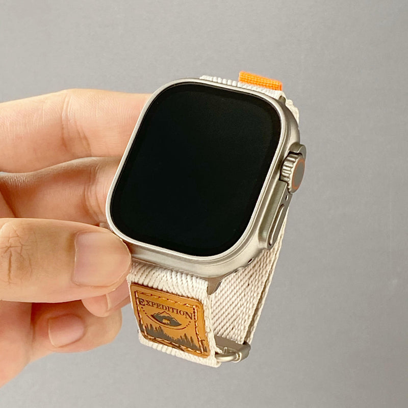 Nylon Band for Apple Watch with Leather Patch