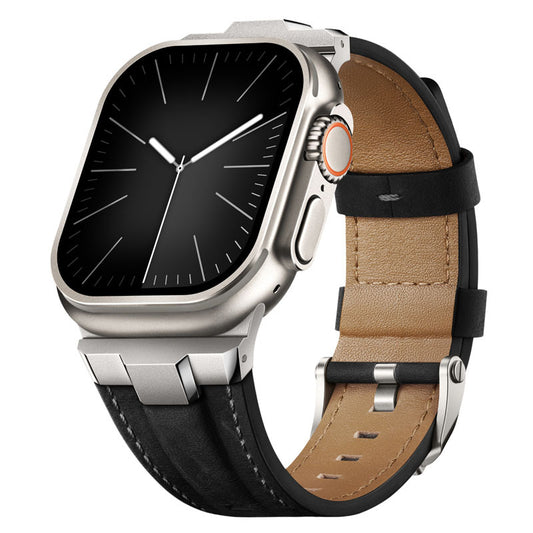 Premium Leather Strap with Stainless Steel Buckle & Connector
