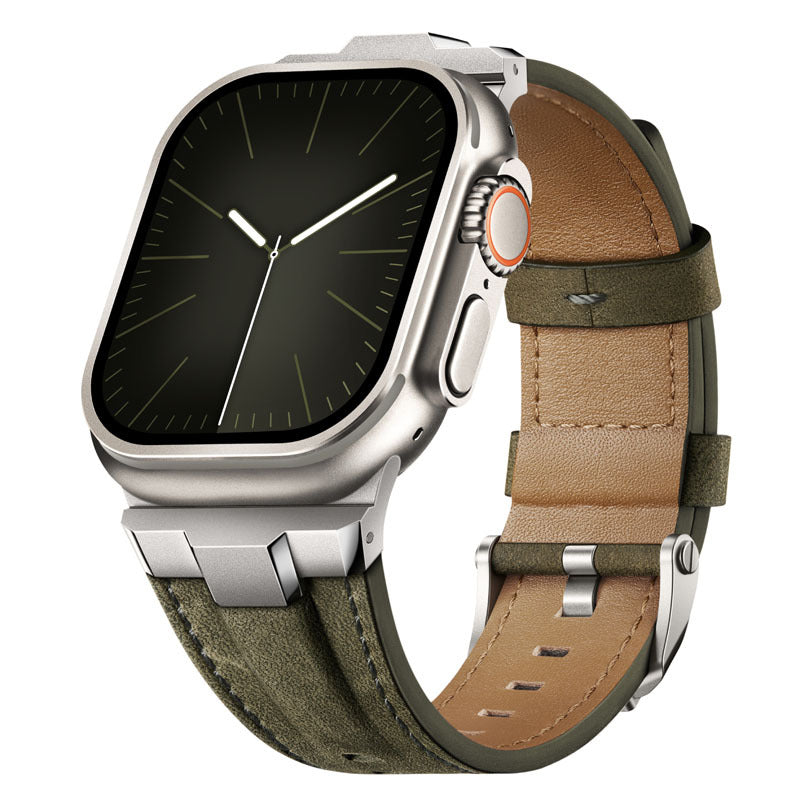 Premium Leather Strap with Stainless Steel Buckle & Connector