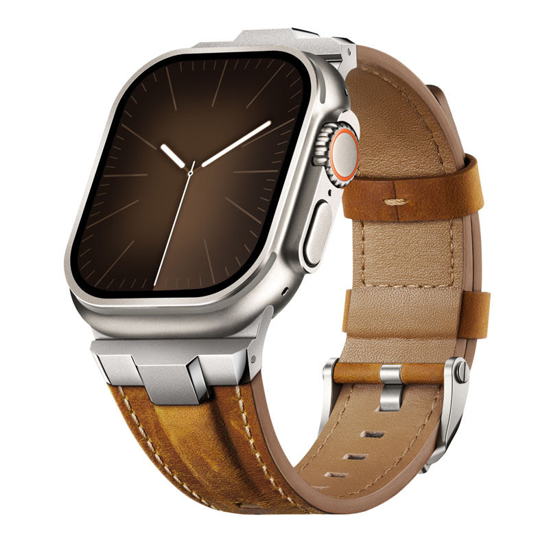 Premium Leather Strap with Stainless Steel Buckle & Connector