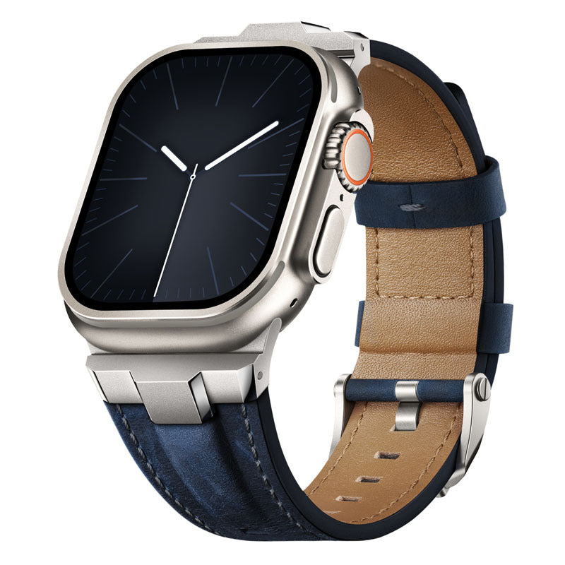 Premium Leather Strap with Stainless Steel Buckle & Connector