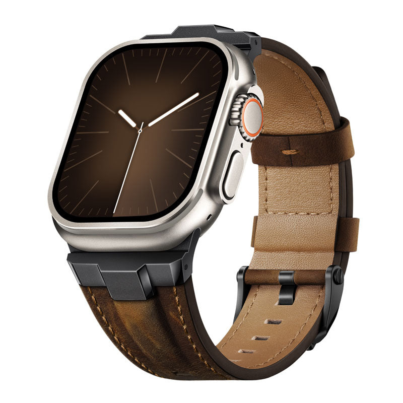 Premium Leather Strap with Stainless Steel Buckle & Connector