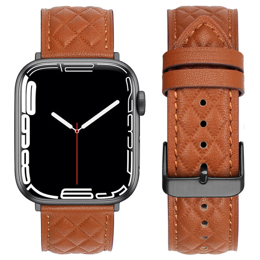 Quilted Leather Band for Apple Watch Elegant Stitching