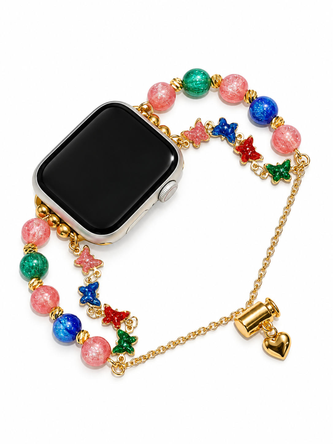 Rainbow Butterfly Beaded Charm Bracelet Band for Apple Watch
