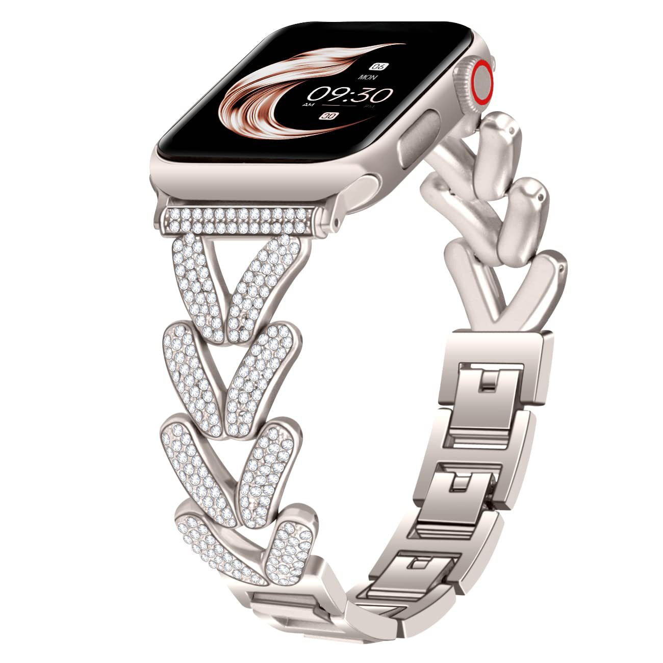 Rhinestone Wheat Link Band for Apple Watch Elegant Jewelry Style