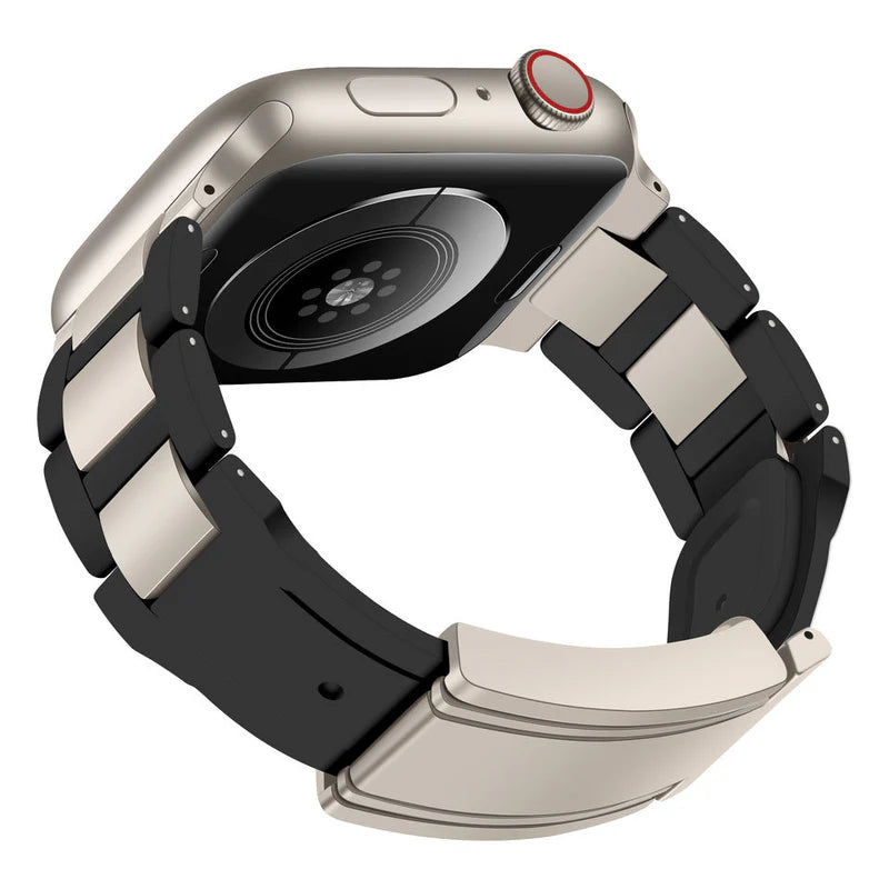 T-Type Magnetic Snap Stainless Steel Silicone Band For Apple Watch
