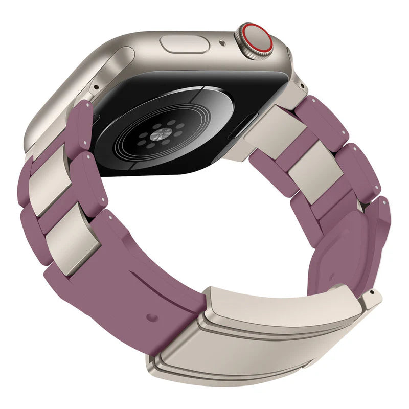 T-Type Magnetic Snap Stainless Steel Silicone Band For Apple Watch