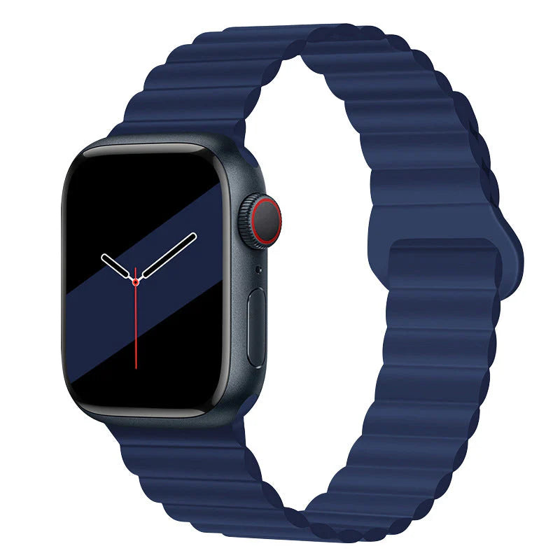Magnetic silicone strap for Apple Watch.