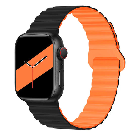 Magnetic silicone strap for Apple Watch.