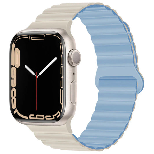 Magnetic silicone strap for Apple Watch.