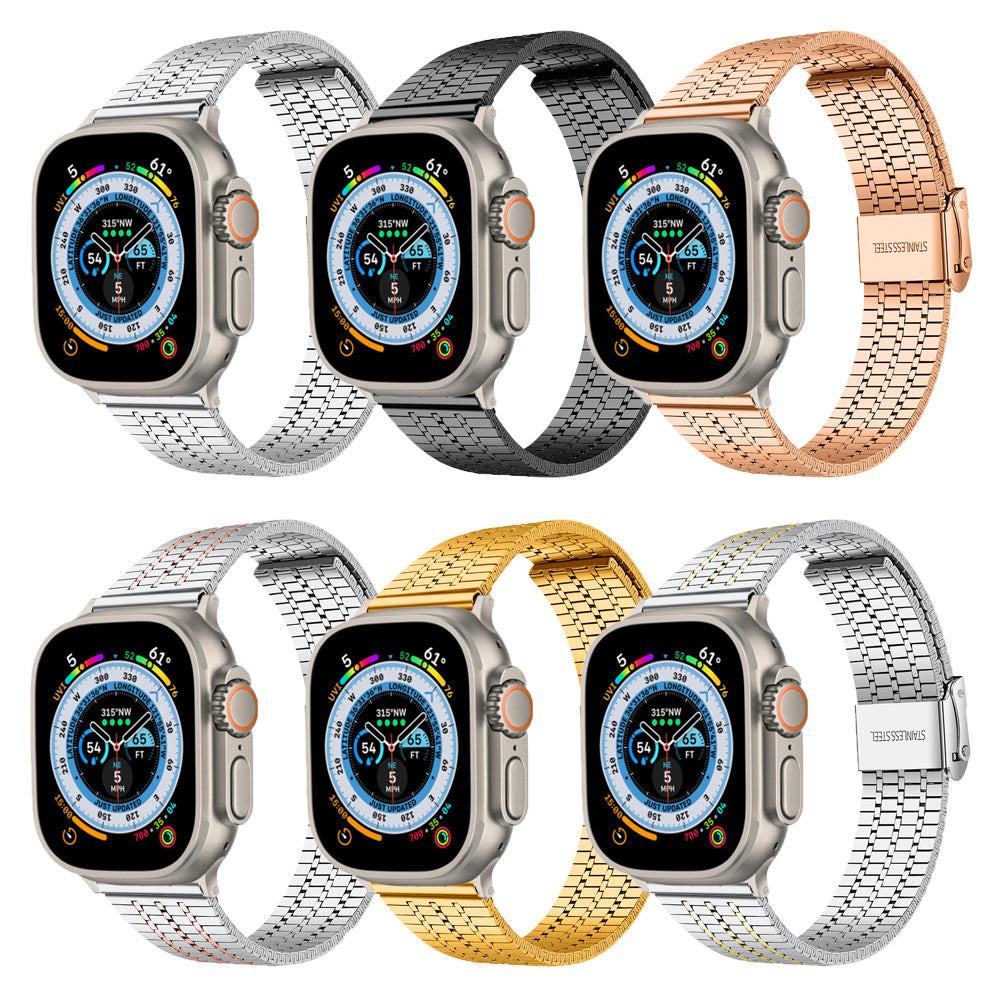 Seven-Bead Stainless Steel Band with Double Safety Clasp for Apple Watch