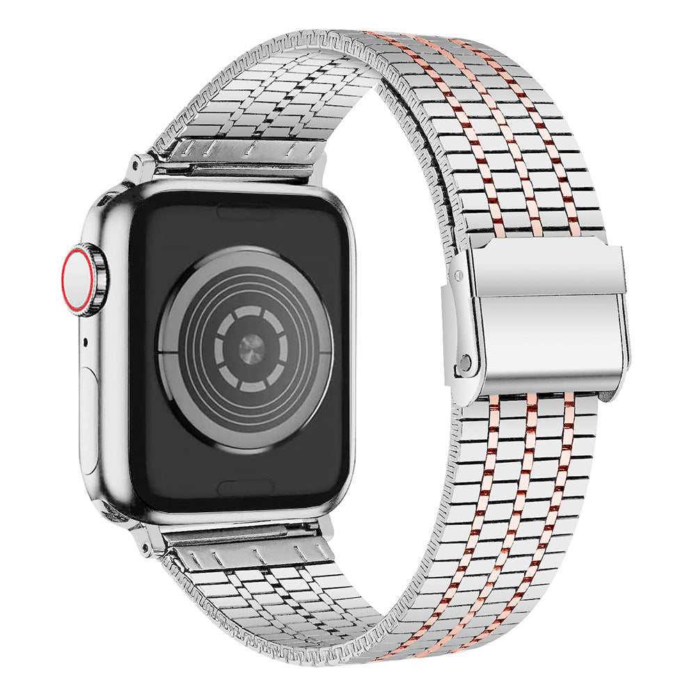 Seven-Bead Stainless Steel Band with Double Safety Clasp for Apple Watch