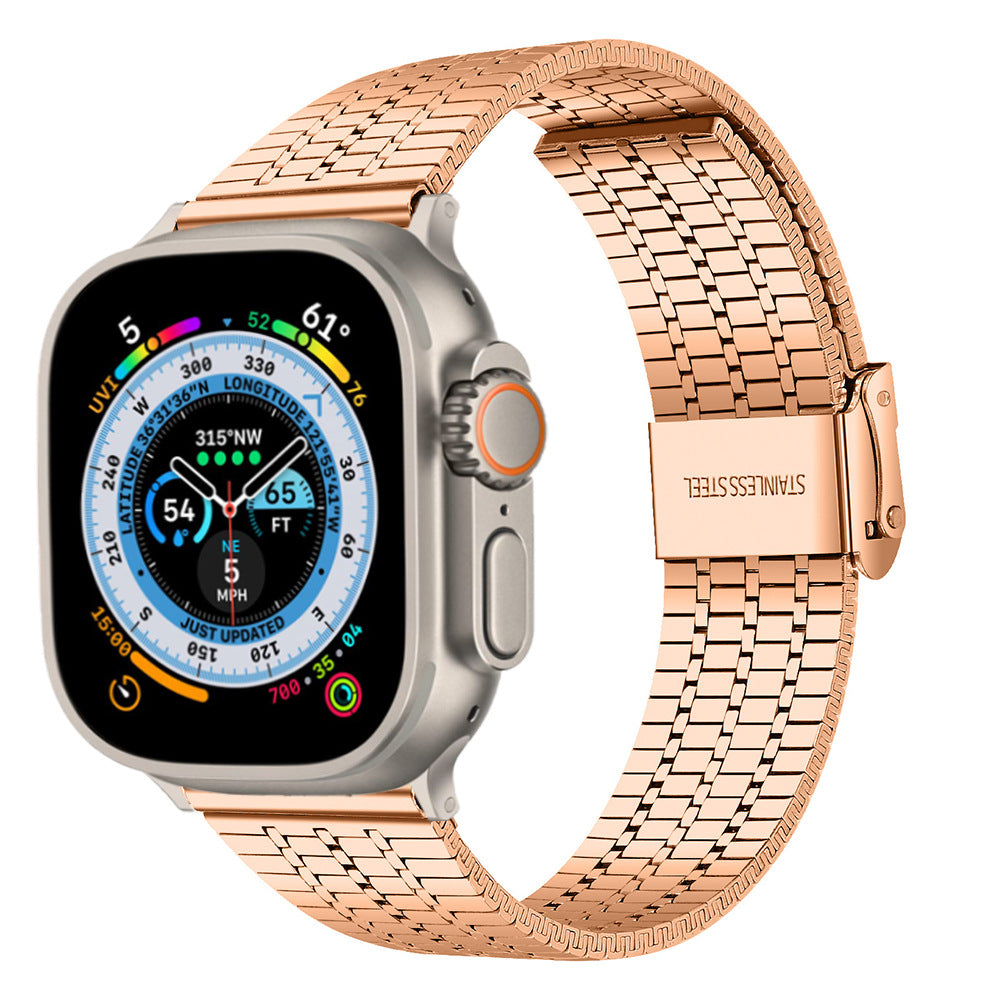 Seven-Bead Stainless Steel Band with Double Safety Clasp for Apple Watch