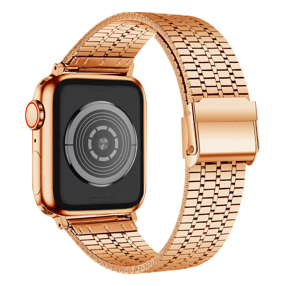 Seven-Bead Stainless Steel Band with Double Safety Clasp for Apple Watch