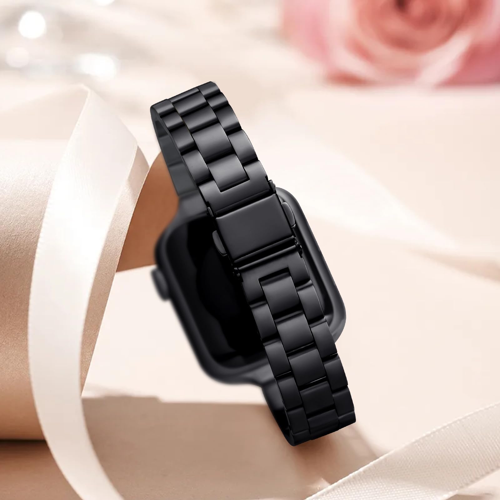 Thin Adjustable Stainless Steel Apple Watch Band for Women.