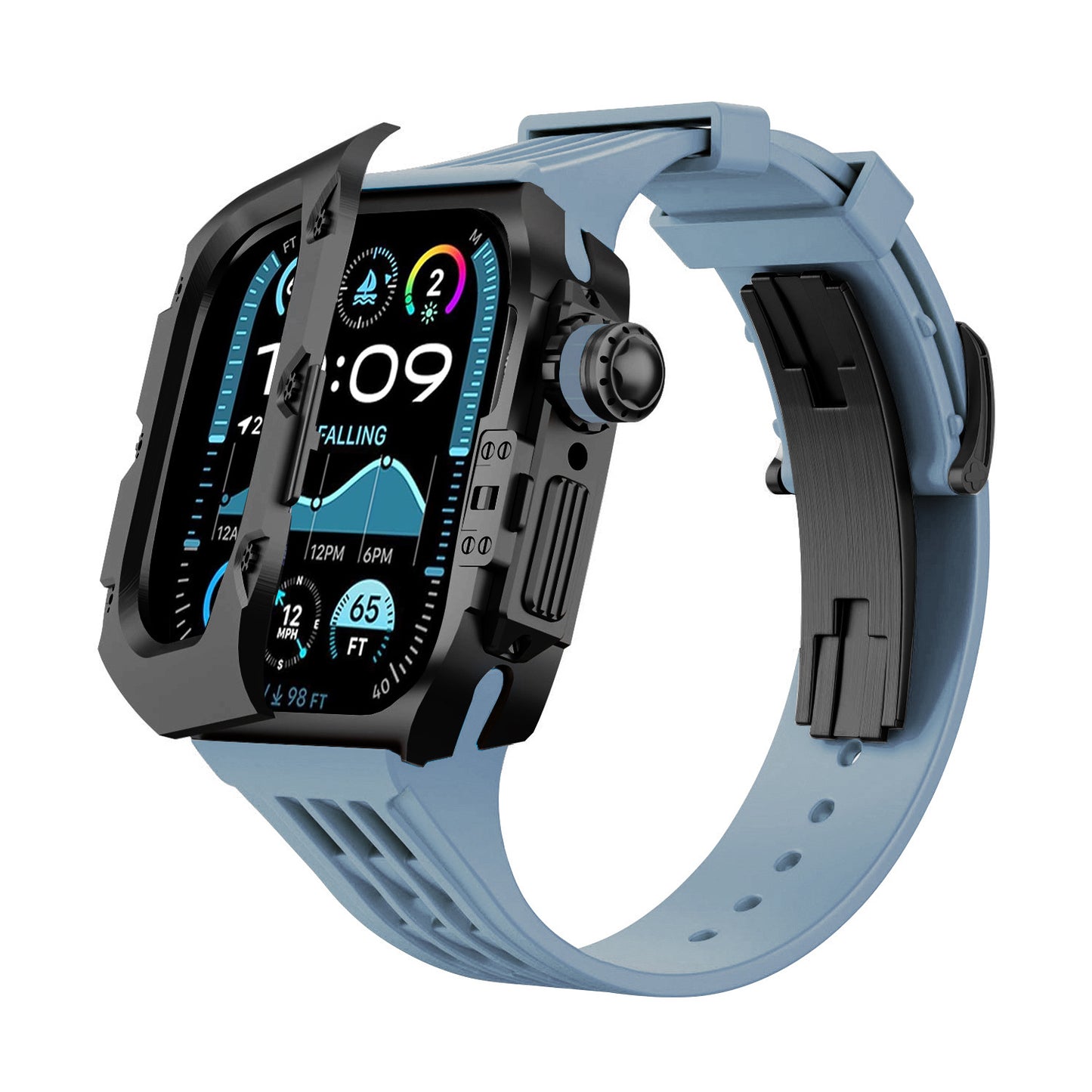 Titanium DLC Armor Case with Fluoroelastomer Band for Apple Watch