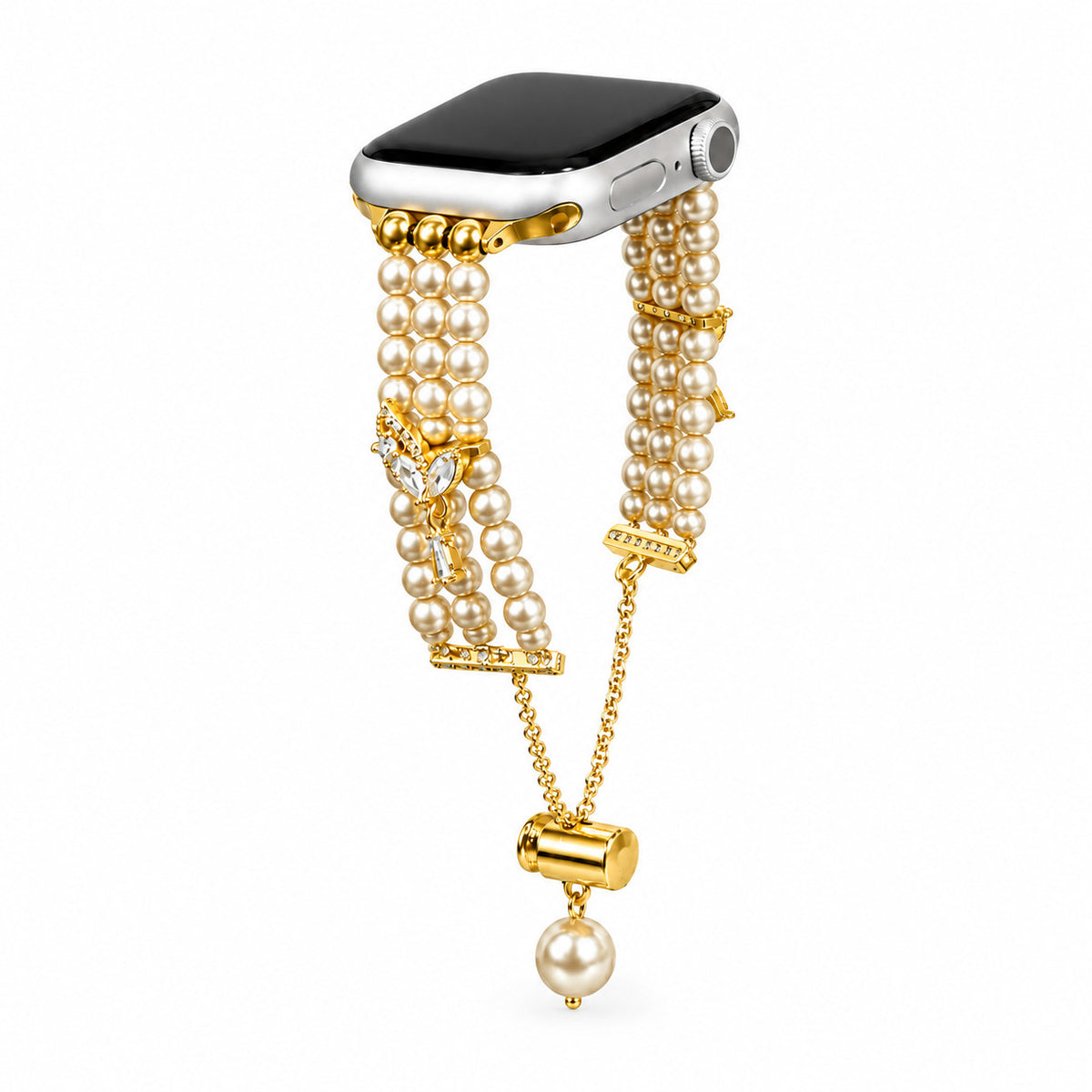 Triple Row Faux Pearl Charm Bracelet Band for Apple Watch
