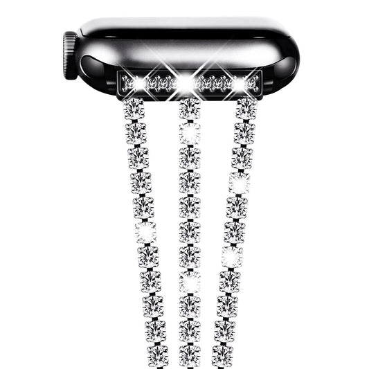 Triple Row Rhinestone Chain Metal Band for Apple Watch.