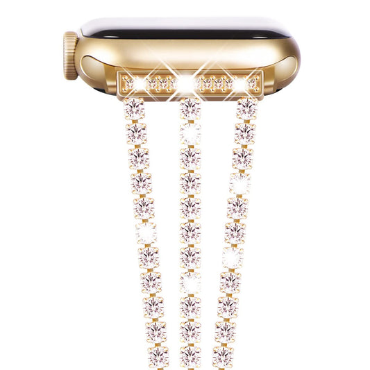 Triple Row Rhinestone Chain Metal Band for Apple Watch.