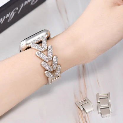 Diamond-encrusted Stainless Steel Band