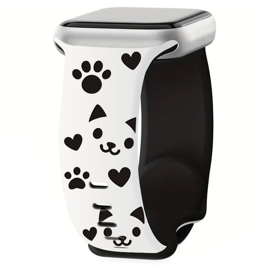 3D Cat Paw Laser Engraved Silicone Band for Apple Watch