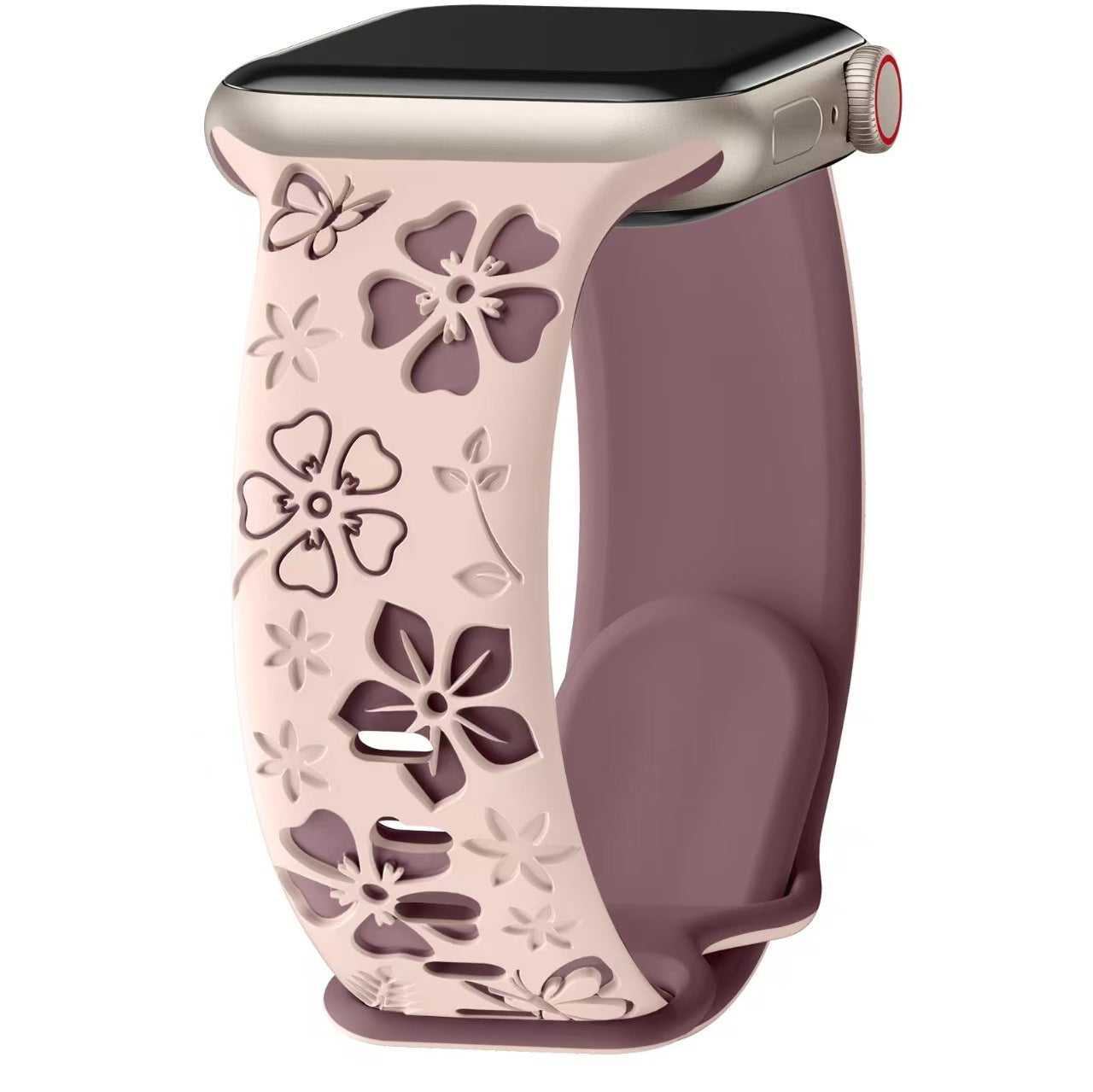 3D Floral Engraved Silicone Band for Apple Watch