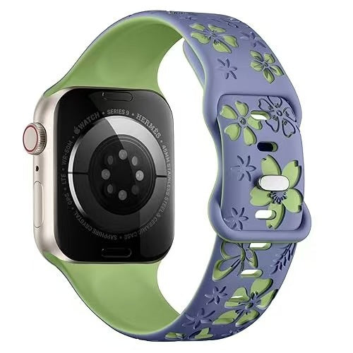 3D Floral Engraved Silicone Band for Apple Watch