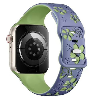 3D Floral Engraved Silicone Band for Apple Watch