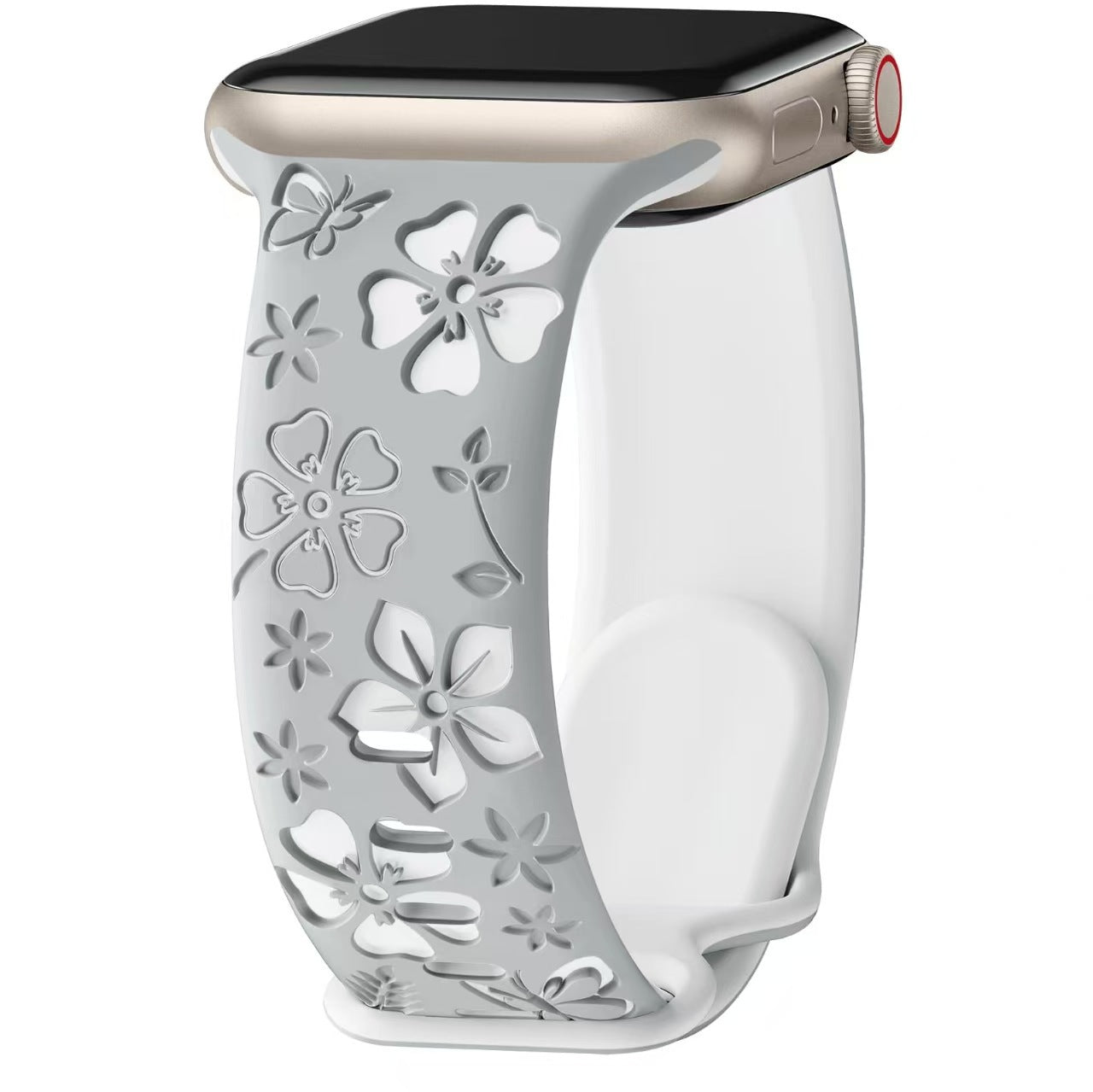 3D Floral Engraved Silicone Band for Apple Watch