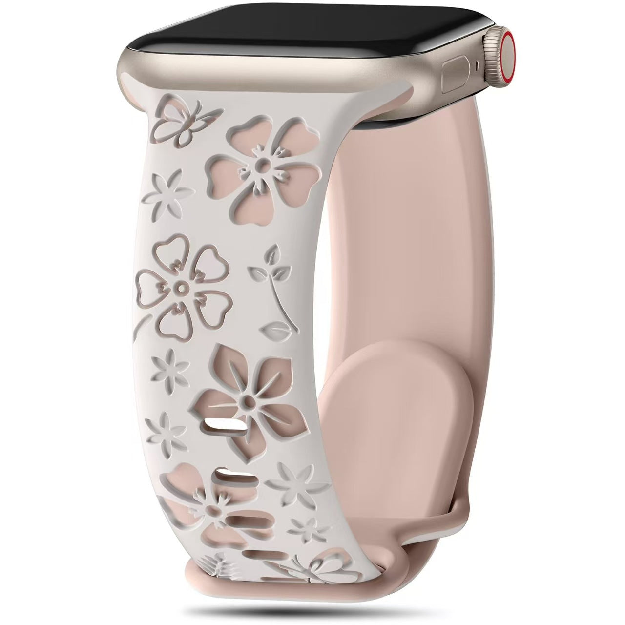 3D Floral Engraved Silicone Band for Apple Watch