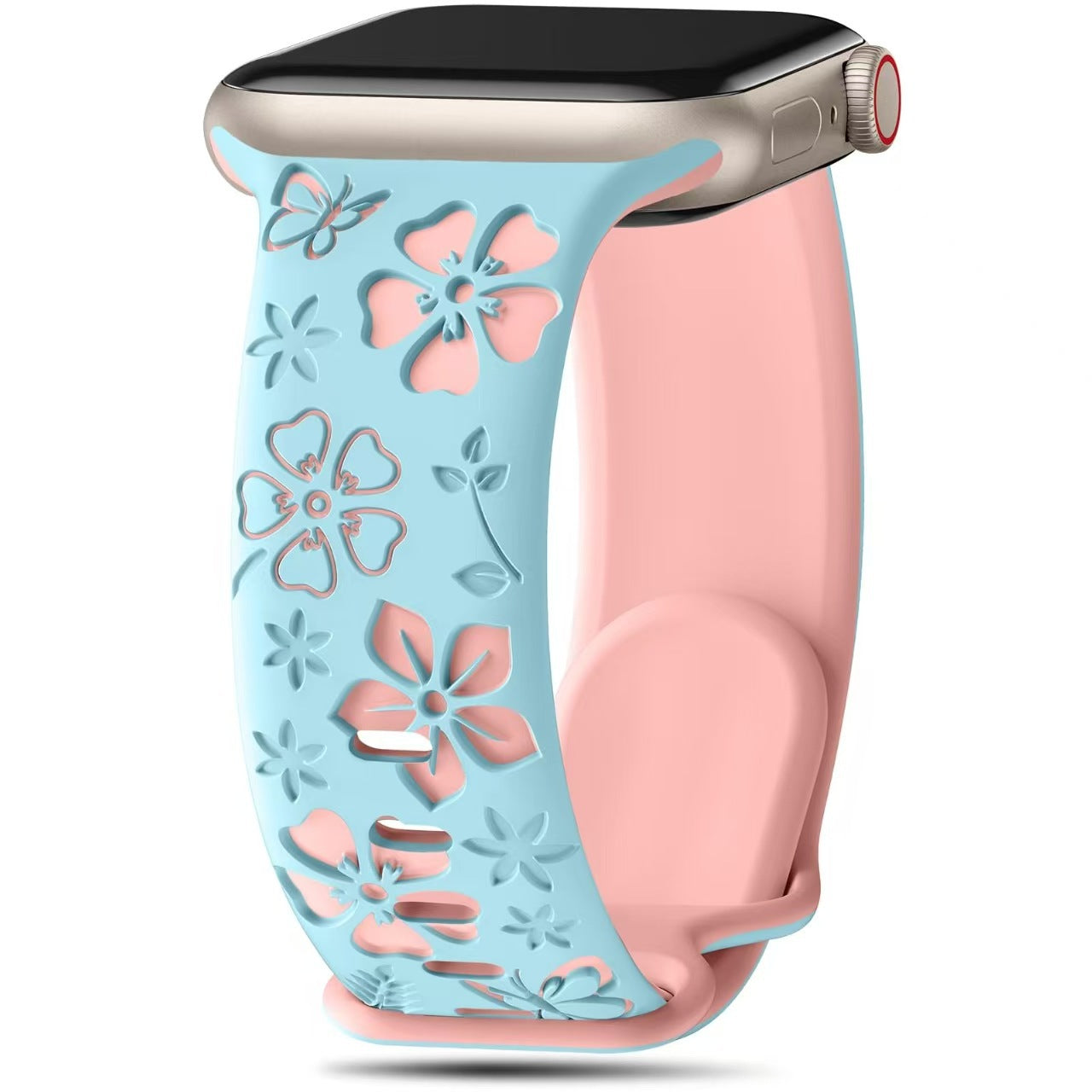 3D Floral Engraved Silicone Band for Apple Watch