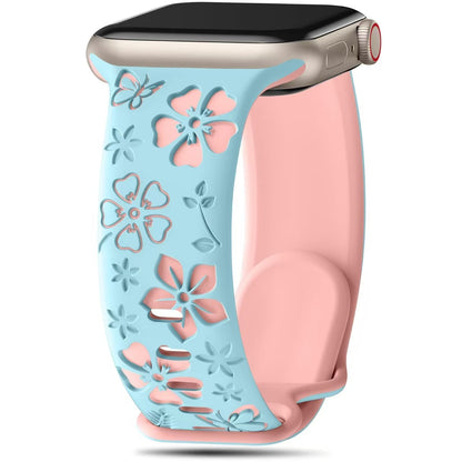 3D Floral Engraved Silicone Band for Apple Watch