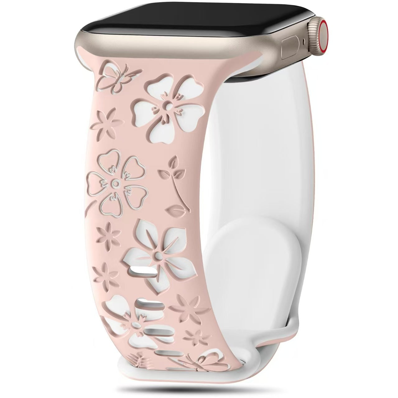 3D Floral Engraved Silicone Band for Apple Watch