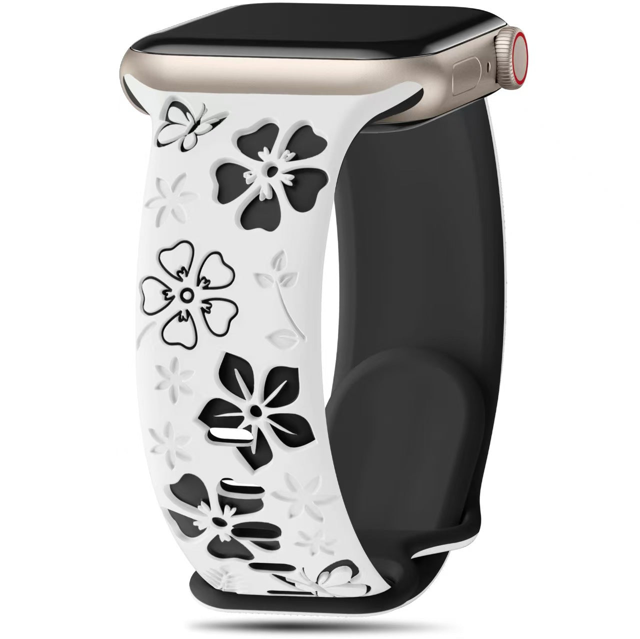 3D Floral Engraved Silicone Band for Apple Watch